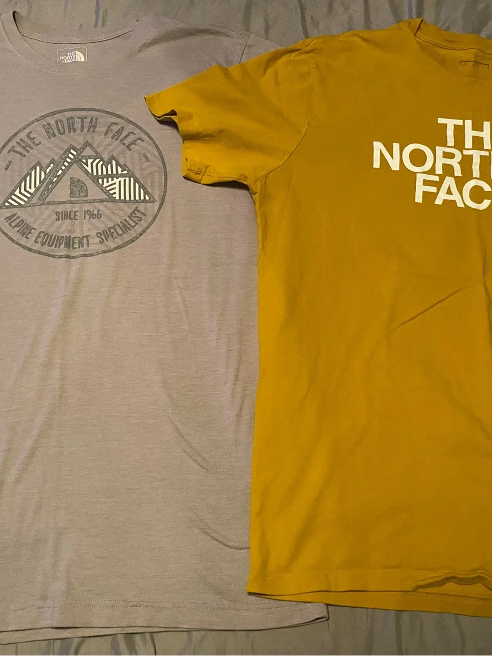 The North Face Men's Short Sleeve Logo Tee - Mustard Yellow and Gray